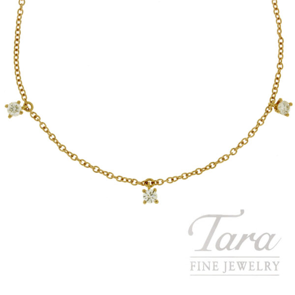 18K Yellow Gold Diamond Station Necklace 0.70TDW