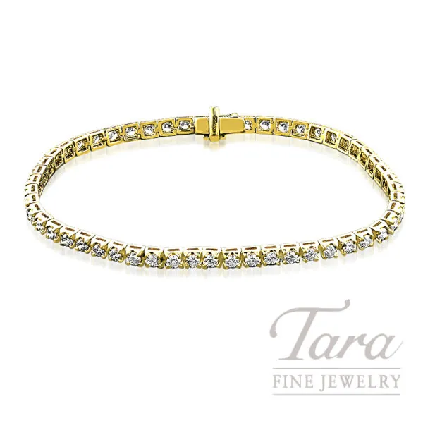18K Yellow Gold Diamond Tennis Bracelet, 56 Round Diamonds 2.04TDW