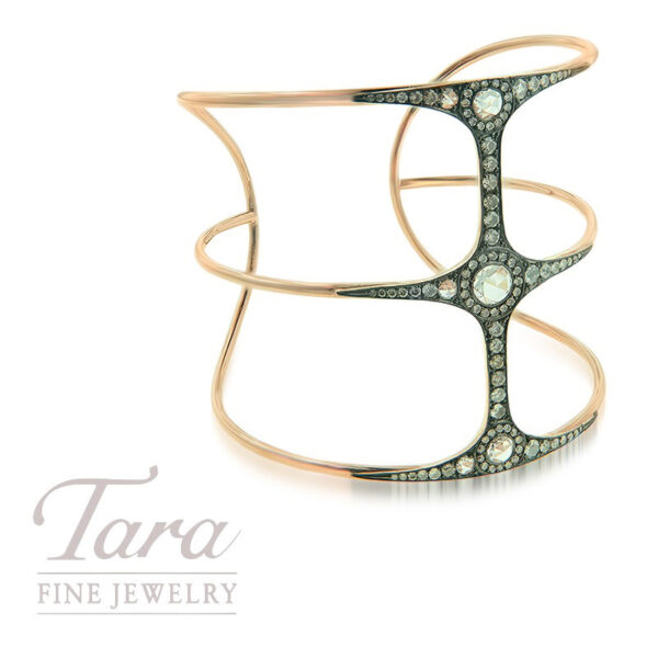 Norman Covan 18K Rose Gold Diamond Cuff Bracelet 2.28TDW
