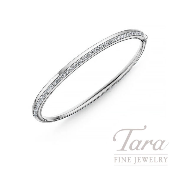 Hearts On Fire 18K White Gold Barre Pave Diamond Bangle, 0..72TDW.
