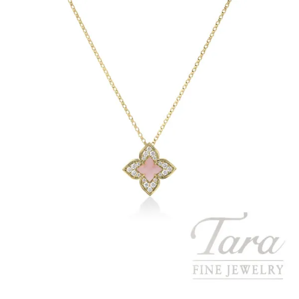 Roberto Coin 18K Yellow Gold Venetian Princess Pink Opal & Diamond Necklace, 0.17TDW