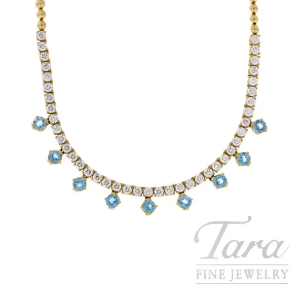 18K Yellow Gold Diamond Apatite Necklace 2.38TDW, 1.75TGW