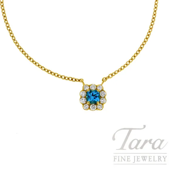 18K Yellow Gold Diamond Apatite Pendant Necklace .32TDW, 0.24TGW
