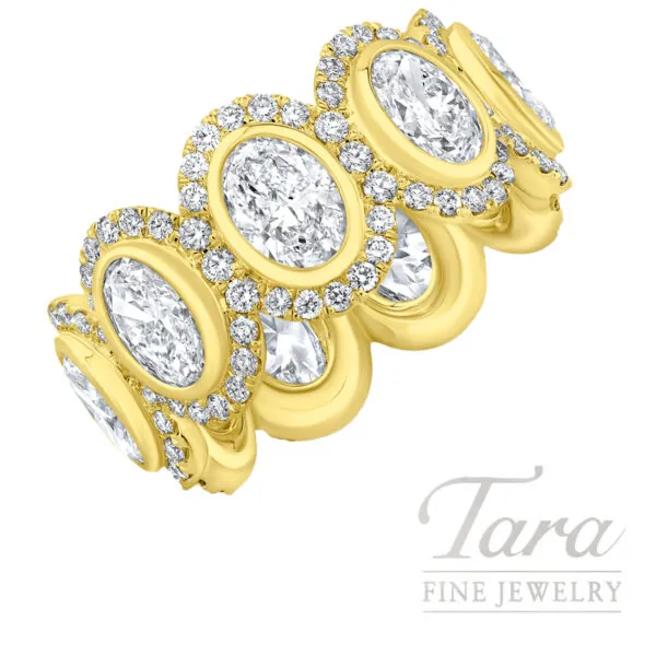 18K Yellow Gold Oval Diamond Bezel Set Eternity Ring 5.22TDW
