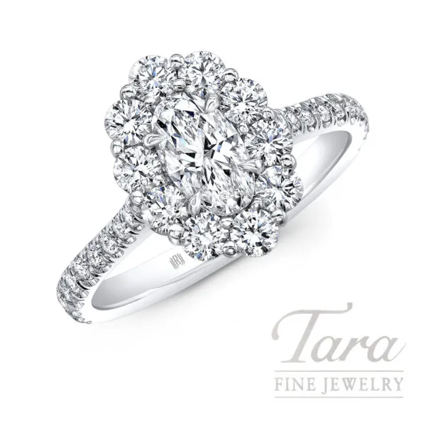 18K White Gold GIA Certified Moval Diamond Engagement Ring 1.74TDW