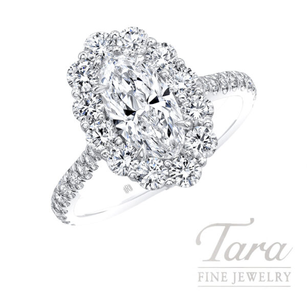 18K White Gold GIA Certified Moval Diamond Engagement Ring 1.94TDW