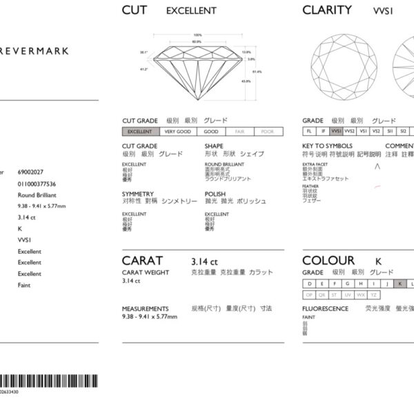 6.32CT.  De Beers Forevermark Diamond Stud Earrings, K-VS1/K-VVS1