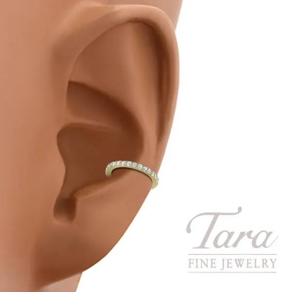 18K Yellow Gold Diamond Single Ear Cuff 0.15TDW