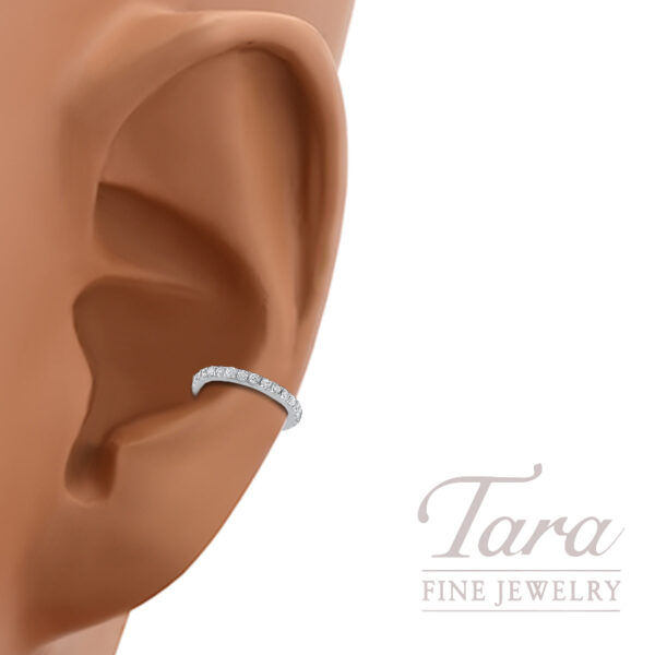 18K White Gold Diamond Ear Cuff, 0.15TDW