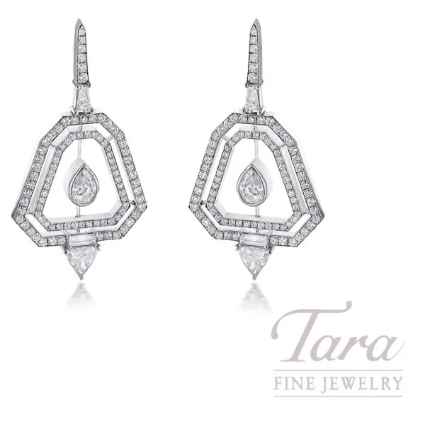 Norman Covan 18K White Gold Diamond Vintage Earrings 2.84TDW