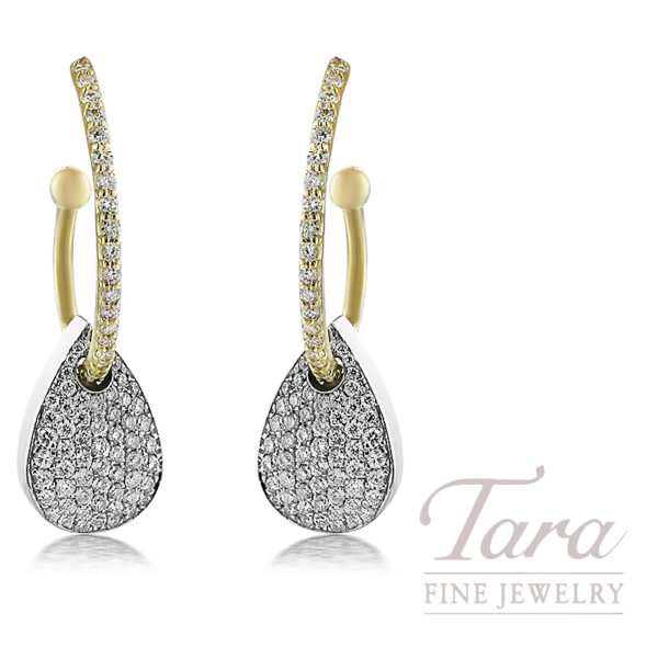 Norman Covan 18K White and Yellow Gold Diamond Earrings 1.08TDW, 6.6G