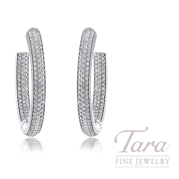 Norman Covan 18K White Gold Diamond Earrings 2.41TDW, 27MM