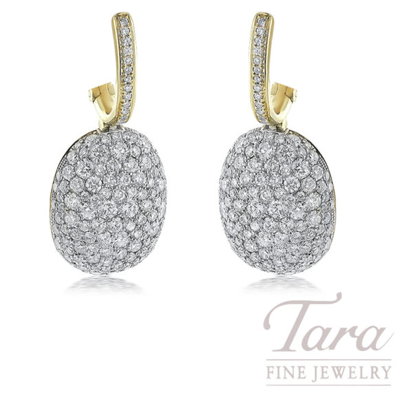 Norman Covan 18K Yellow and White Gold Diamond Earrings 3.68TDW