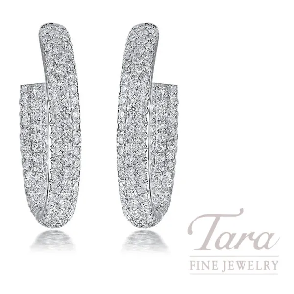 18K White Gold Diamond Inside Out Hoop Earrings 6.49TDW