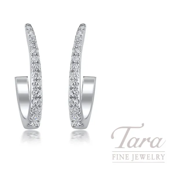18K White Gold Diamond Hoop Earrings 0.27TDW, 2.86G