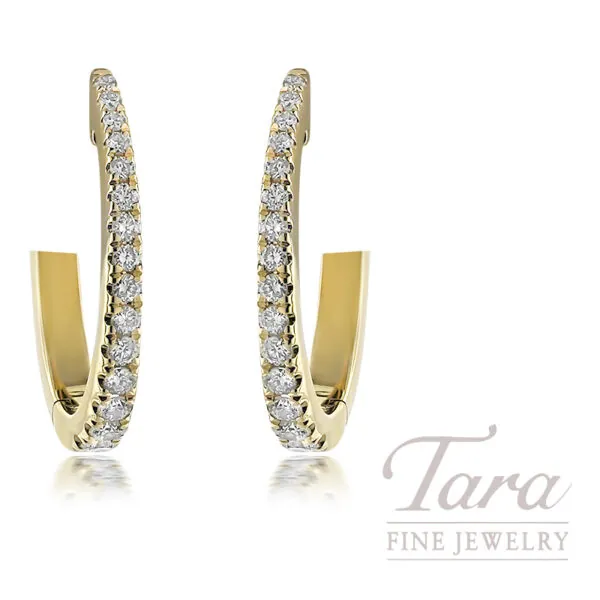 18K Yellow Gold Diamond Hoop Earrings 0.28TDW