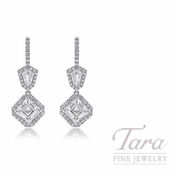 18K White Gold Halo Diamond Drop Earrings 7.99TDW