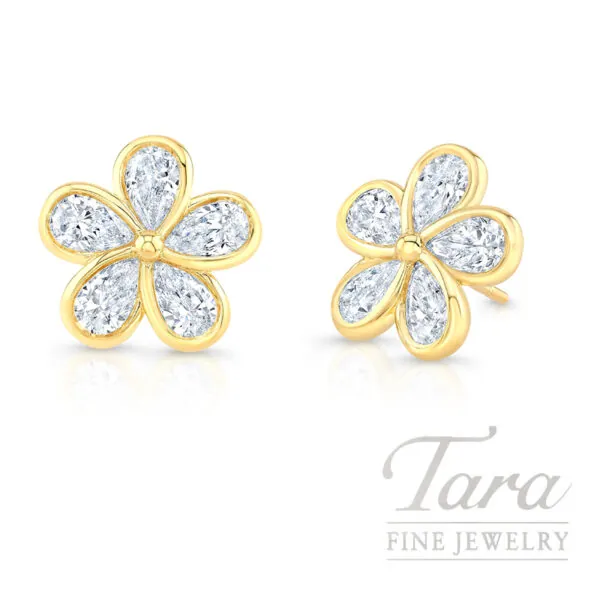 18K Yellow Gold Floral Diamond Earrings 2.51TDW