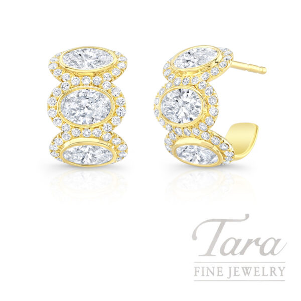 18K Yellow Gold Diamond Bezel Set Huggie Earrings 0.67TDW