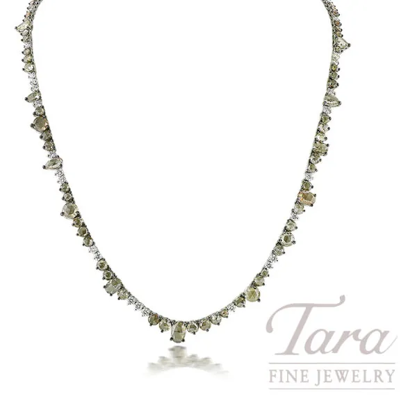 Norman Covan 18K White Gold Cognac Diamond Necklace 147 Diamonds, 13.24TDW