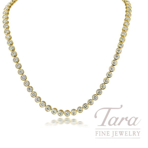 18K Yellow Gold Diamond Bezel Set Necklace 19.19TDW