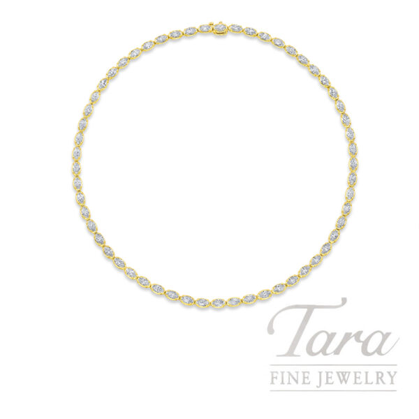 18K Yellow Gold Moval Diamond Necklace 11.77TDW