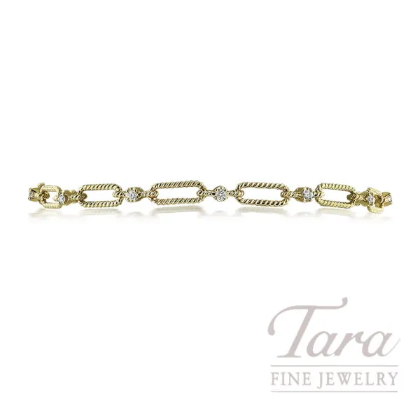 18K Yellow Gold Diamond Paper Clip Bracelet 0.37TDW