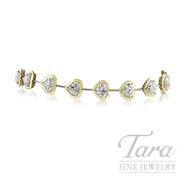 18K Yellow Gold Diamond Heart Bracelet 10.65TDW