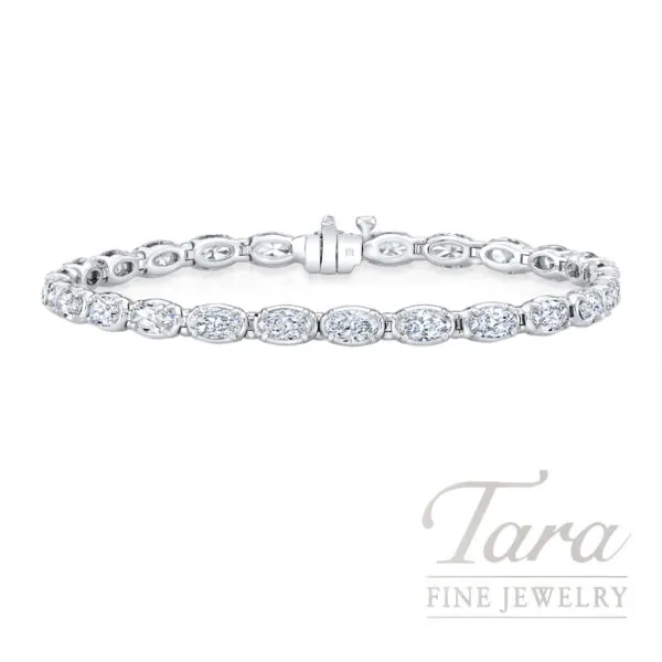 18K White Gold Moval Diamond Bracelet 6.29TDW