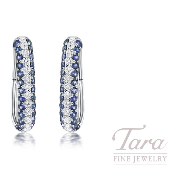 18K Blue Sapphire Diamond Earrings 1.14 TGW, .51TDW