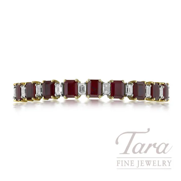 Extraordinary Platinum 18K Yellow Gold Ruby Diamond Bracelet 30.55TGW, 7.36TDW