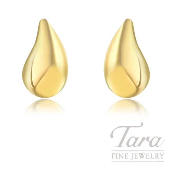 18K Yellow Gold Tear Drop Earrings 20MM, 2.7G