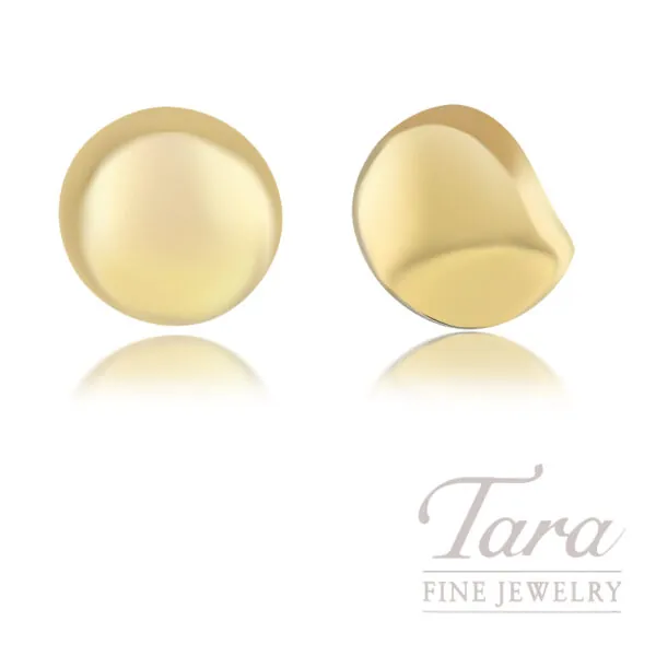 18K Yellow Gold Ball Earrings 14MM, 2.21G