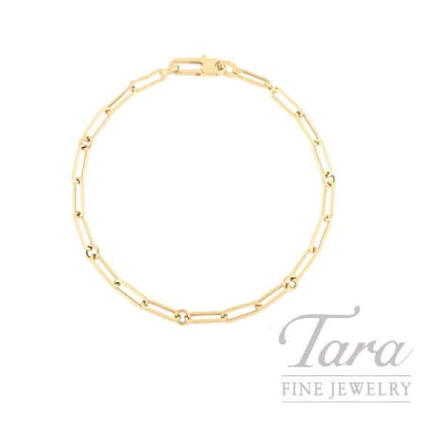 Roberto Coin 18K Yellow Gold 7" Alternating Paper Clip and Round Link Bracelet, 3.1G