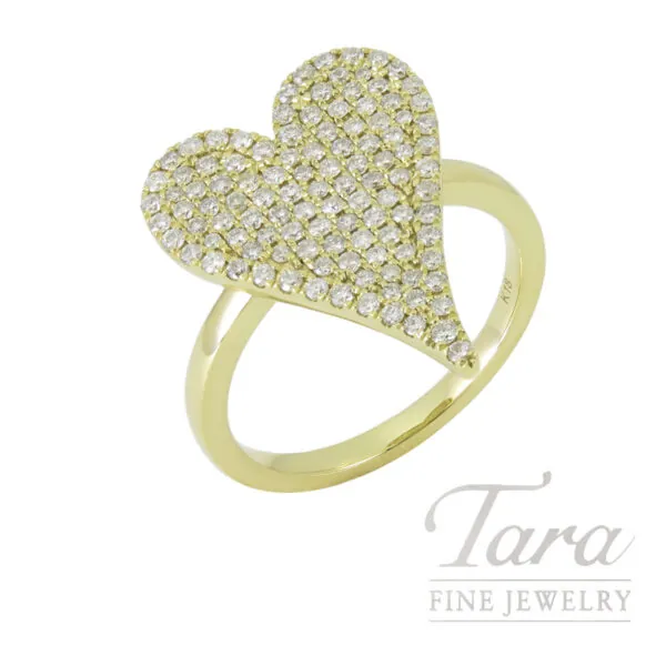 18K Yellow Gold Heart Ring .60TDW, 5.29G