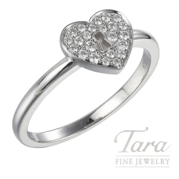 18K White Gold Diamond Heart Ring 0.15TDW