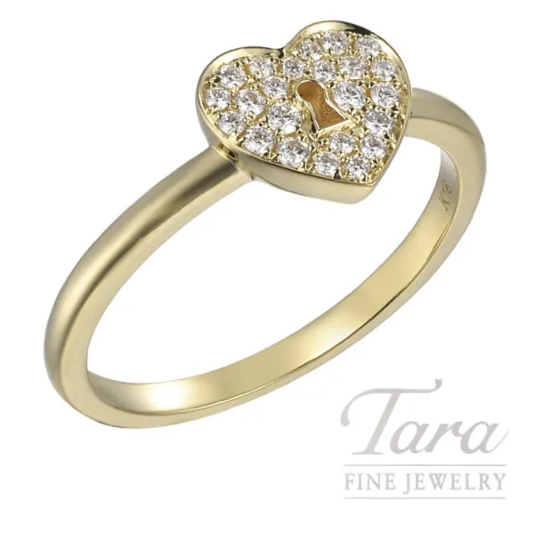 18K Yellow Gold Diamond Heart Ring 0.15TDW