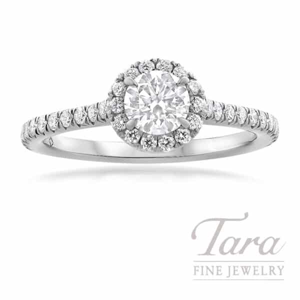 De Beers Forevermark 18K White Gold Diamond Halo Engagement Ring, 0.84TDW