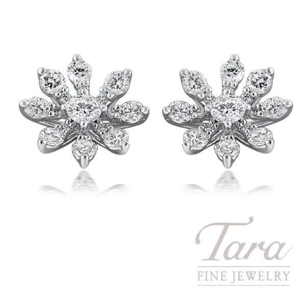 18K White Gold Diamond Earrings 0.75TDW