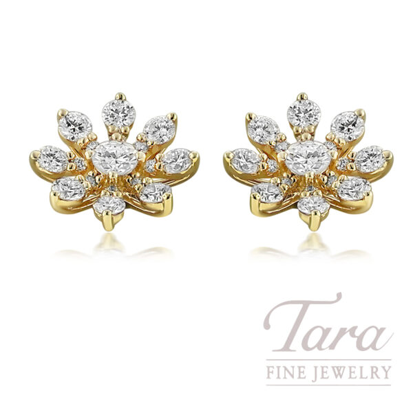 18K Yellow Gold Diamond Earrings 0.76TDW, 2.26G