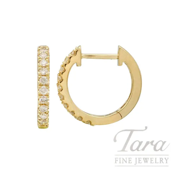 18K Yellow Gold Diamond Hoop Earrings 0.20TDW, 1.78G