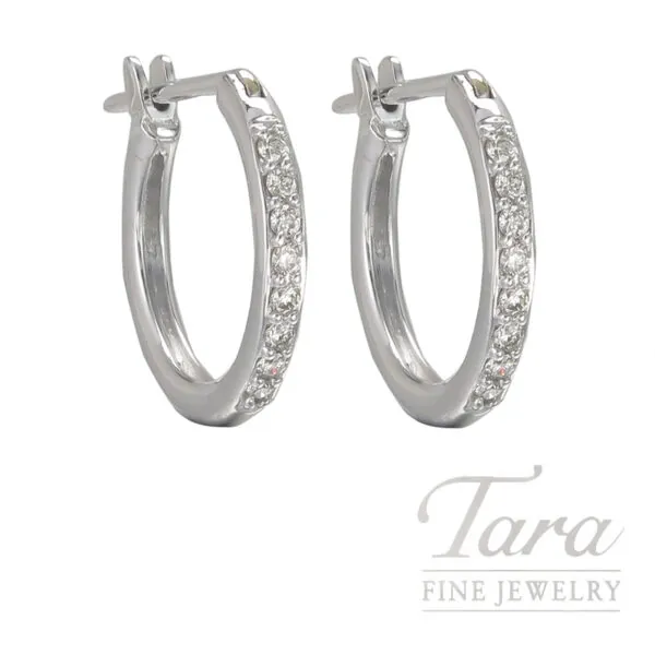 18K White Gold Diamond Hoop Earrings 0.10TDW, 1.90G
