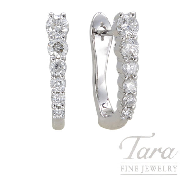 18K White Gold Diamond Hoop Earrings 0.41TDW, 2.1G