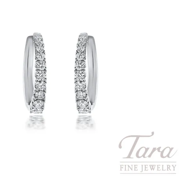 14K White Gold Diamond Hoop Earrings, 1.50TDW