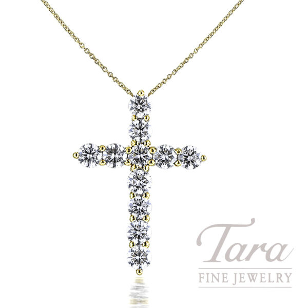 14K Yellow Gold Diamond Cross Pendant Necklace, 1.00TDW