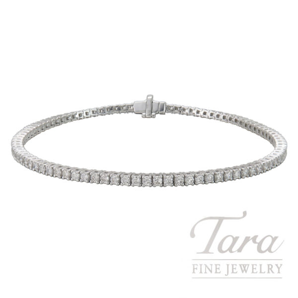 18K White Gold Diamond Tennis Bracelet, 89 Round Diamonds 2.01TDW