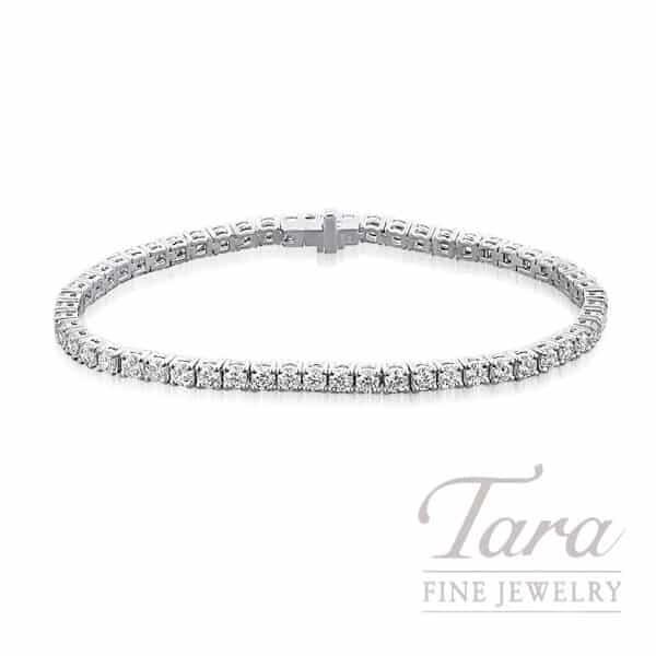 14K White Gold Diamond Tennis Bracelet, 55 Round Diamonds 3.00TDW