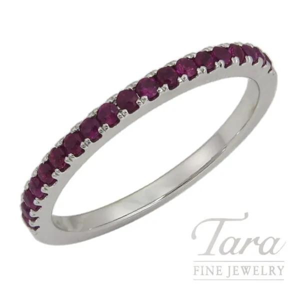 18K White Gold Ruby Diamond Ring 0.17TDW .003TGW