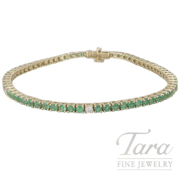 18K Yellow Gold Emerald Diamond Bracelet 3.36TGW, .26TDW