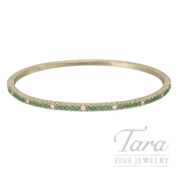 18K Yellow Gold Emerald Diamond Bracelet .53TGW, .11TDW